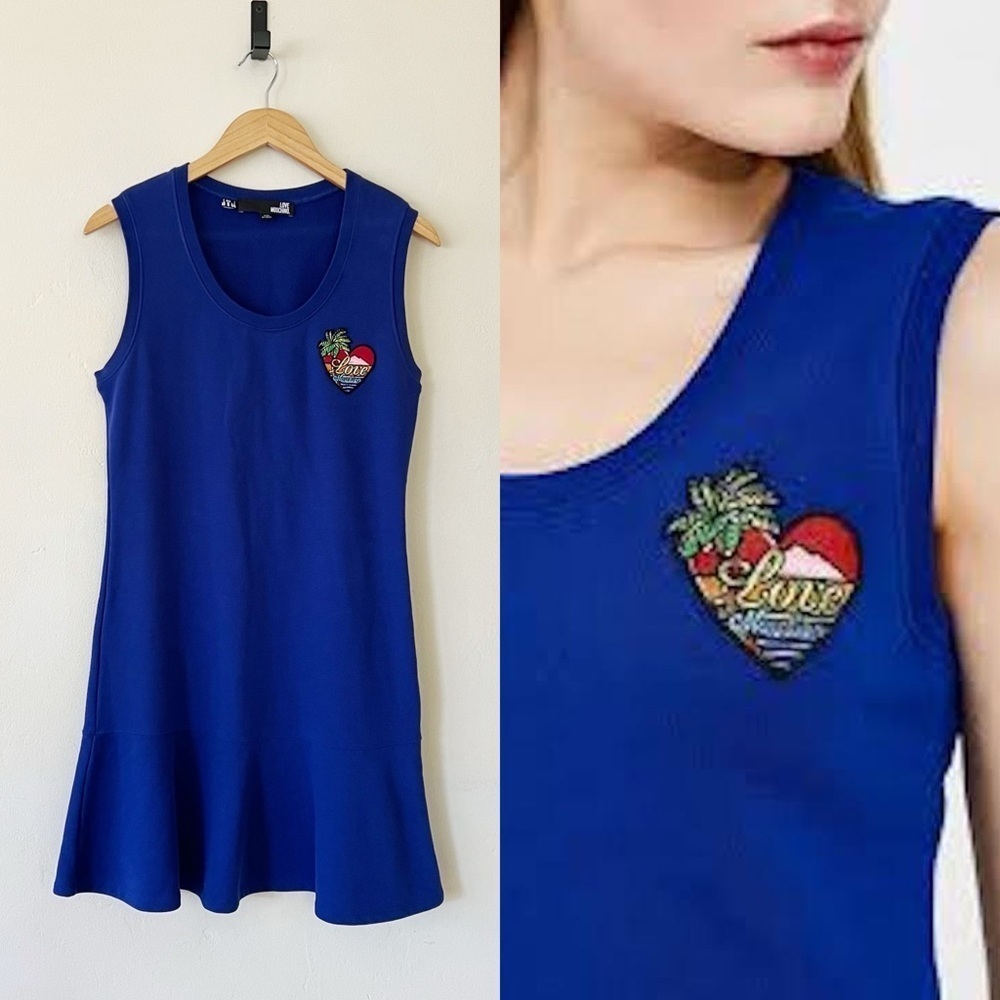 Moschino Blue Cotton Knit Dress